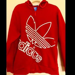 Adidas Red Full Zip Men’s Hoodie -Large